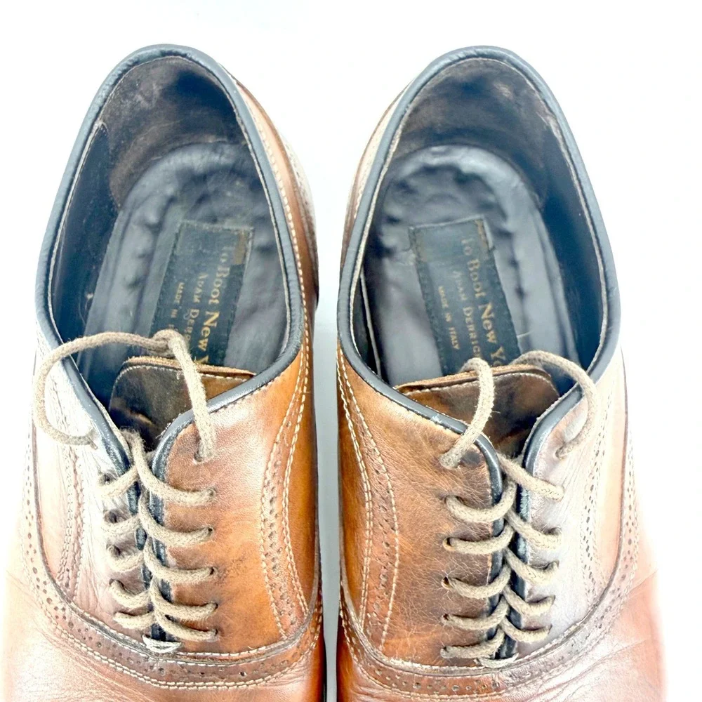 To Boot New York Oxford Mens 8 Brown Medallion Cap Toe Leather Italy Heritage